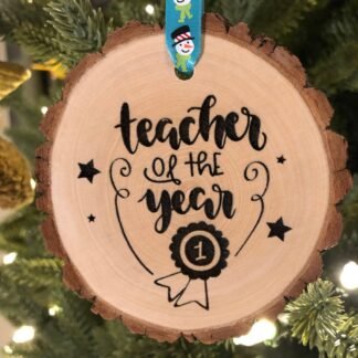Wooden Christmas Ornament Teacher of the Year, Teacher Gift, Home Decor, Handmade Wood Slice, Christmas Gift, Student, Housewarming Gift