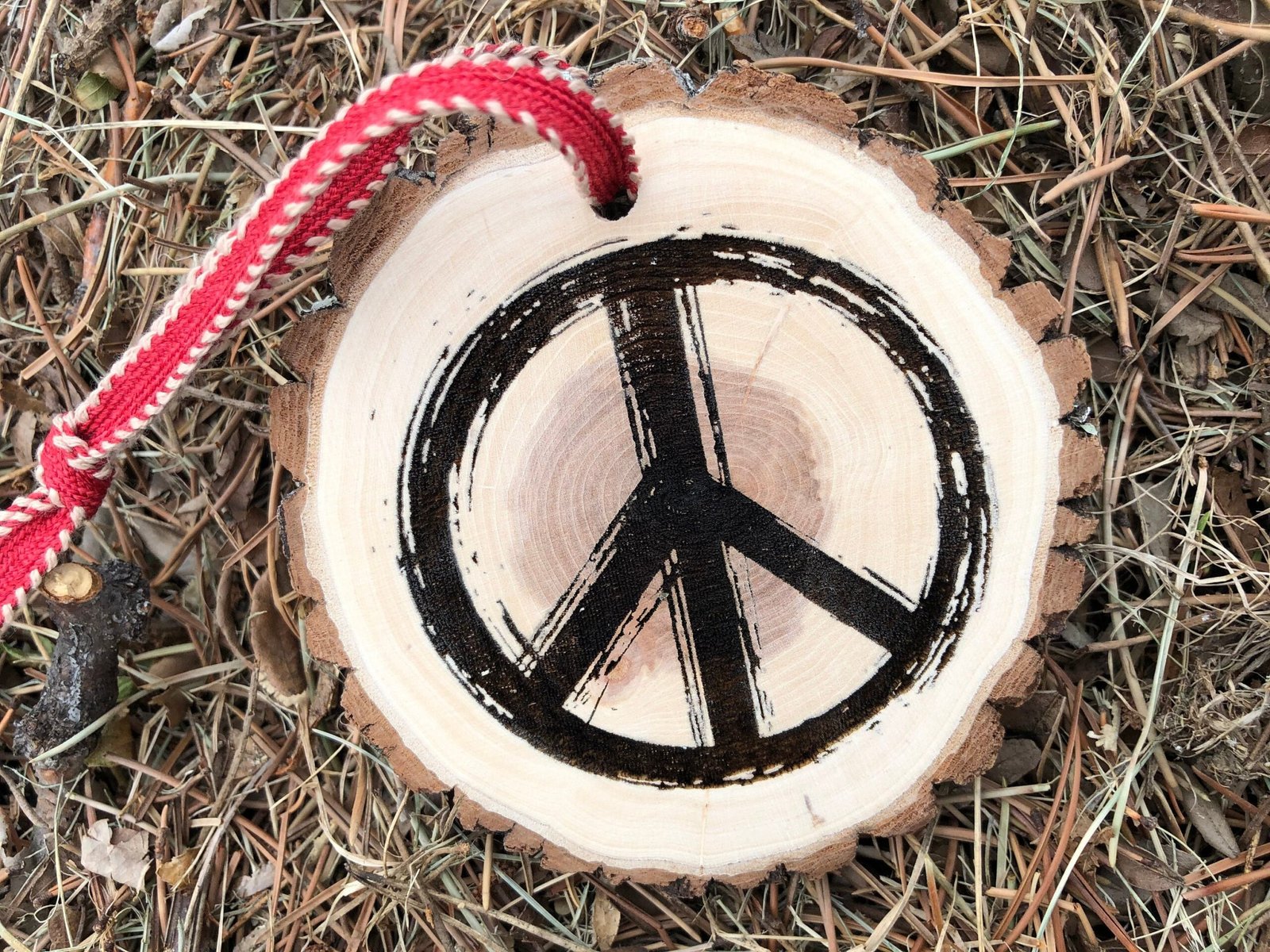 Wooden Christmas Ornament Peace Sign, Peace Symbol, Wood Slice, Hippie, Imagine This, John Lennon, Peace and Love, 1960s, Shalom,
