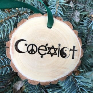 Coexist, Wooden Christmas Ornament, Bumper Sticker, World Peace, Wood Slice, Imagine This, Peace and Love, Religion, Free Personalization