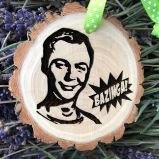 Wooden Funny Christmas Ornament Sheldon Cooper Bazinga, Big Bang, Gifts for Geeks, Boyfriend, Personalized Gift, Theory, Jim Parsons, OOAK