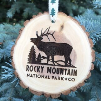 Wooden Christmas Ornament Rocky Mountain National Park, Yellowstone, Yosemite, Wood Slice, Personalized, Hiking, Family Reunion, Souvenir