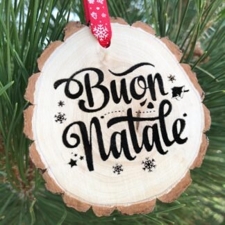 Buon Natale Ornament, Christmas, Wooden Slices, Italian Decor, Fragile Lamp, Italy, Buone Feste, Dominick the Donkey, Personalize Gift