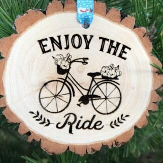 Enjoy the Ride Wooden Christmas Ornament, Bike Ornament, Gift for Cyclist, Bicycle Art, Girlfriend Gift, Beach Cruiser, Free Personalization