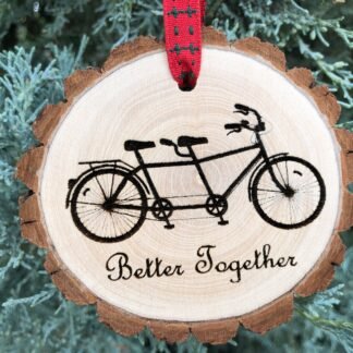 Better Together Tandem Bike Wooden Christmas Ornament, Gift for Cyclist, Bicycle Art, Boyfriend Girlfriend Gift, Free Personalization