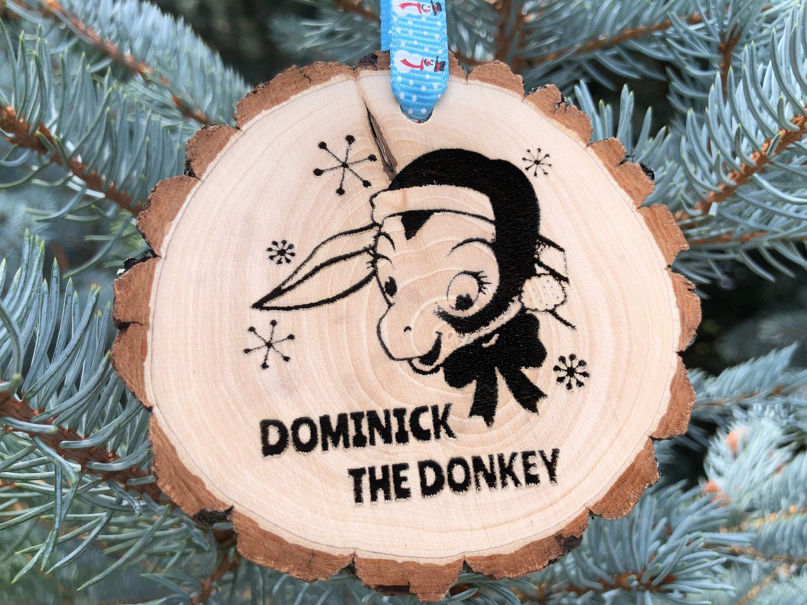 Dominick the Donkey Ornament, Buon Natale, Wooden Slice, Christmas in Italy, Italian Decor, Buone Feste, Lou Monte, Free Personalization