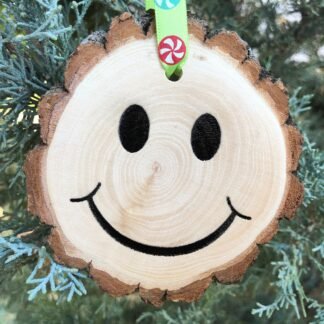 Smiley Face Wooden Christmas Ornament, Happy Face, 2021, Emoticon, Emoji, Social Distance, Virus, Quarantine, Covid-19, Free Personalization