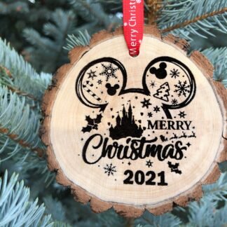 Mouse Ears Christmas Ornament, 2022, Mickey Ears, Minnie SVG, BFF Disney World, Vacation Ornament, Cinderella's Castle, Free Personalization