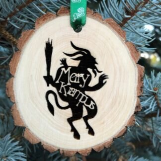 Merry Krampus Ornament, Wooden Slice German, Mask, Gothic, Pagan, Krampusnacht, Yule Goat, Fröhliche Weihnachten, 2021, Free Personalization