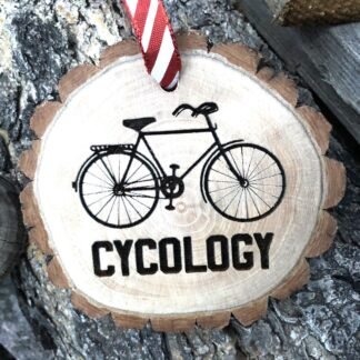 Cycology Bike Wooden Christmas Ornament, Send it, Psychology, Gift for Cyclist, Bicycle Art, Boyfriend Girlfriend Gift, Free Personalization