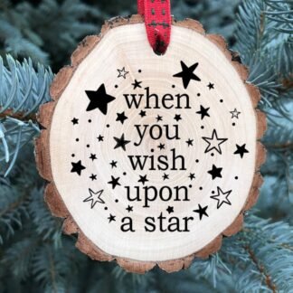 When you Wish Upon a Star Wooden Christmas Ornament, Mickey, Minnie SVG, Disney World, Vacation, Jiminy Cricket, Free Personalization