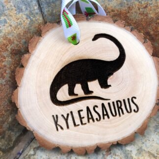 Dinosaur Ornament Wooden Christmas, Personalized Ornaments for Kids, Wood Slices Grandchild Gift T-Rex Brachiosaurus Triceratops Stegosaurus