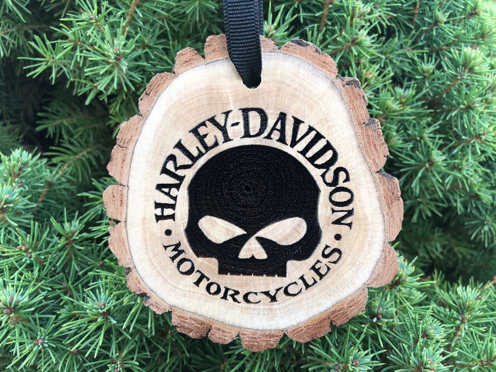 Harley Motorcycle Ornament, Wooden Slice Christmas Ornament, Sturgis, Harley Lover, Boyfriend Gift, Willie G, Free Personalization