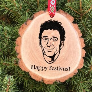 Happy Festivus Wooden Funny Christmas Ornament, For the Rest of Us, Seinfeld TV Show, Jerry, Cosmo Kramer, George, Free Personalization