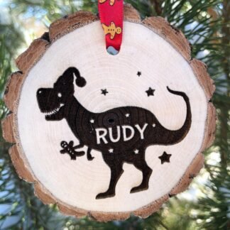 Dinosaur Wooden Christmas Ornament, Kids, Liam, Grayson, Oliver, Ethan, Caleb, Newborn, Grandchild, T-Rex, Triceratops, Free Personalization