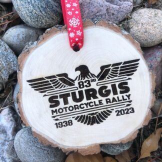 Sturgis Wing Patch Motorcycle Rally, Biker, MC, One Percenter, Wooden Christmas Ornament, Harley Lover, Boyfriend Gift, Free Personalization