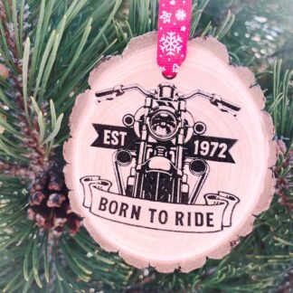 Born to Ride Motorcycle Wooden Christmas Ornament, Harley Lover, Boyfriend Gift, One Percenter, Cruiser, Hog, Free Personalization