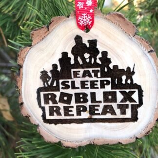Eat Sleep Roblox Repeat Wooden Christmas Ornament, Noob, Playstation, World of Warcraft, Xbox, Gamer, Laser Engraving, Free Personalization