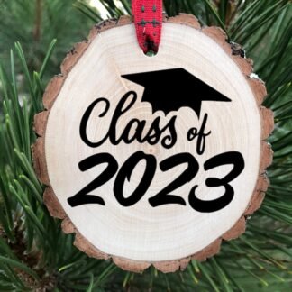 Class of 2023 Graduation Hat Wooden Christmas Ornament, University, College, High School, Diploma, Square Cap, Free Personalization