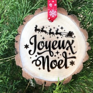 Joyeux Noël Wooden French Christmas Ornament, Bonnes fêtes, Joyeuses Fêtes, Laser Engraved, Merry Christmas, France, Free Personalization