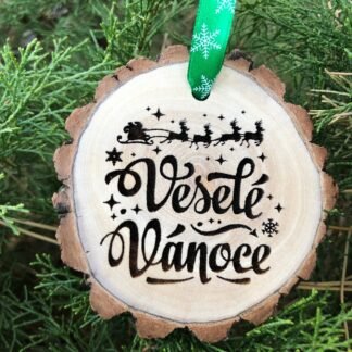 Veselé Vánoce Wooden Czech Christmas Ornament, Czechoslovakia, Czech Republic, Czechia, Slovakia, Merry Christmas, Bohemia, Czechia