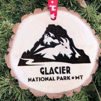 Glacier National Park Wooden Ornament, Montana, Christmas, Bear, Yellowstone, Yosemite, Family Reunion, Souvenir, Free Personalization