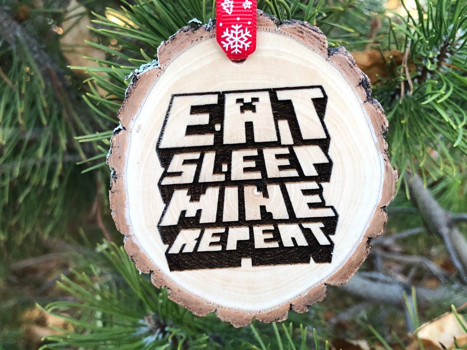 Eat Sleep Mine Repeat Wooden Christmas Ornament, Steve, Playstation, World of Warcraft, Xbox, Gamer, Laser Engraving, Free Personalization