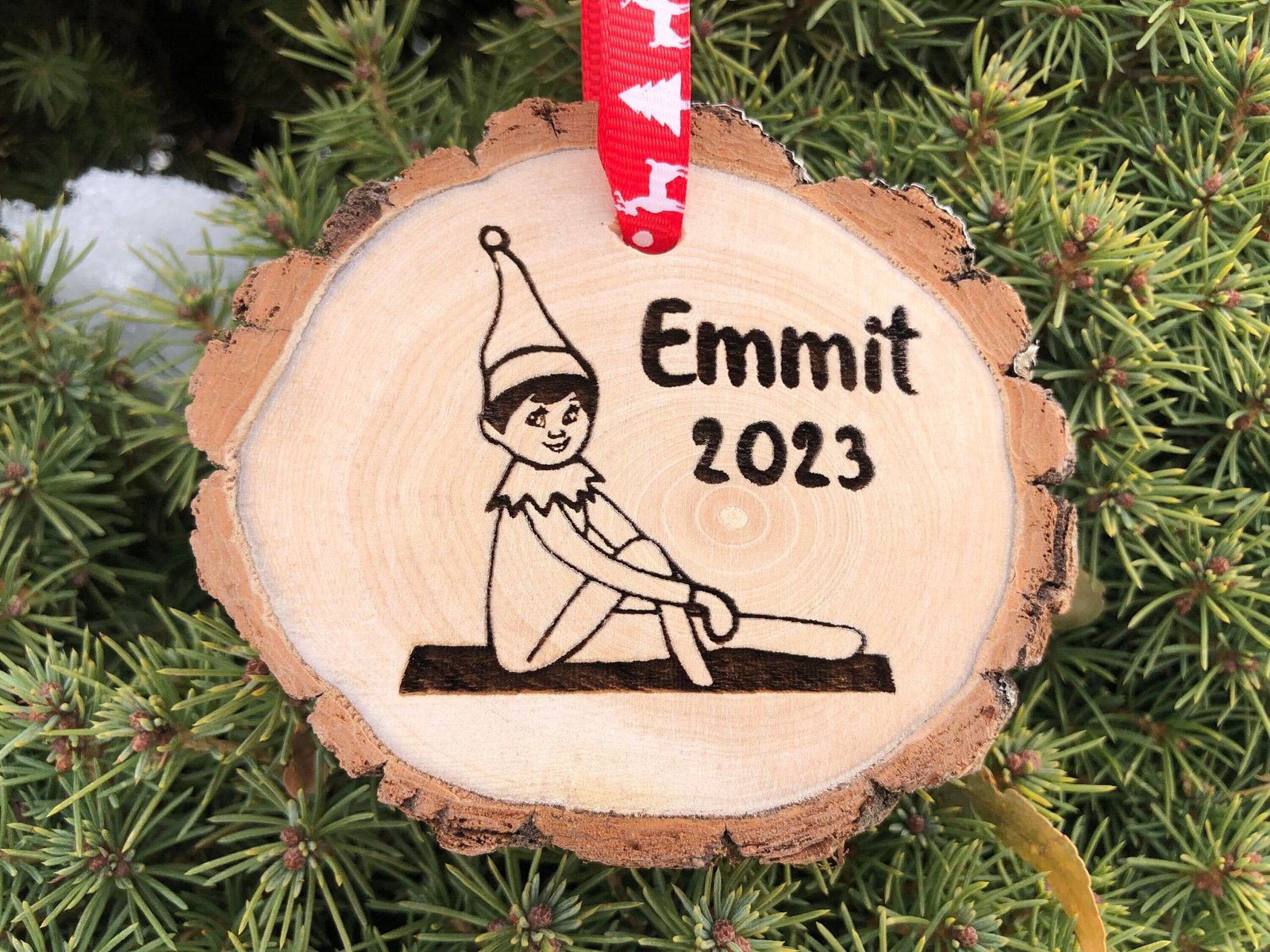 Elf Wooden Christmas Ornament, Boy & Girl, Laser Engraved, Santa, Buddy Elf, Movie, Reindeer, Silent Night Free Personalization