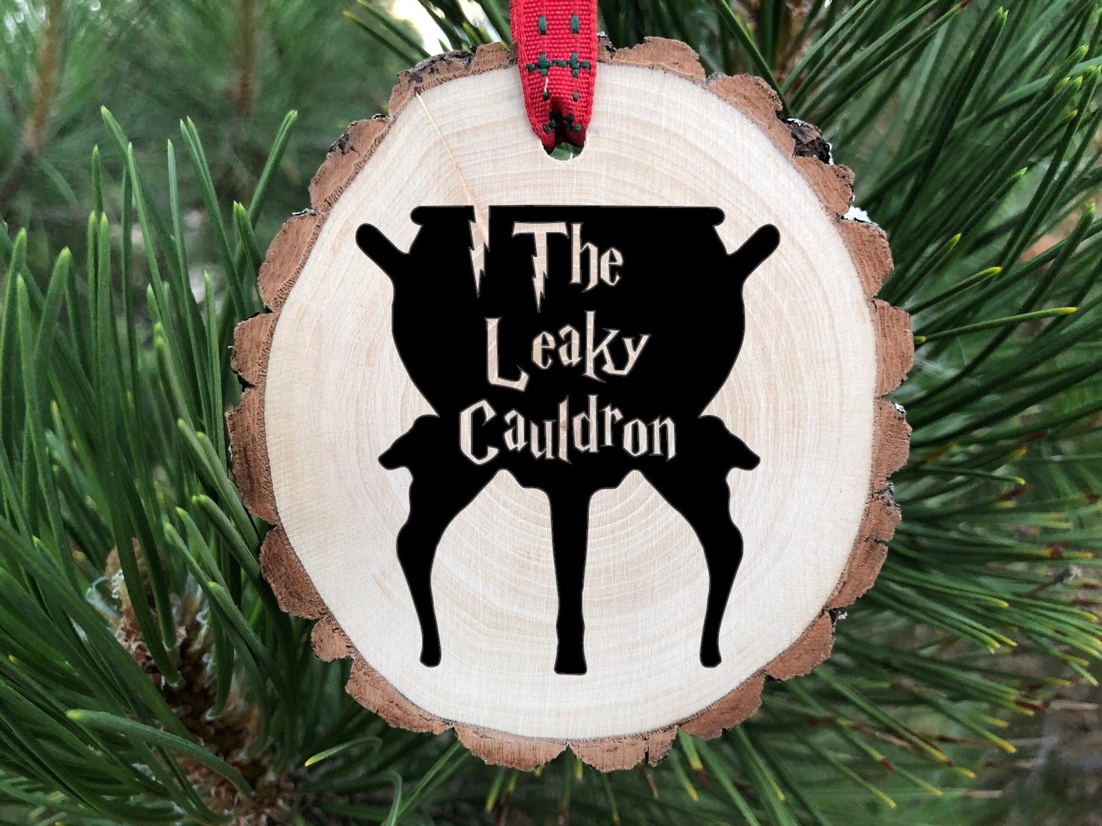 The Leaky Cauldron Wooden Christmas Ornament, Wizard Inspired, Alchemy, Laser Engraving, Free Personalization