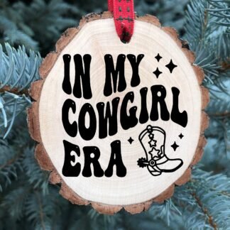 In My Cowgirl Era Wooden Slice Christmas Ornament, Rodeo, Cowboy, Taylor, Western, Branding Iron, Free Personalization