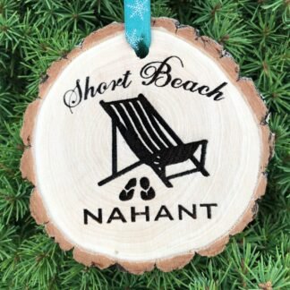 Beach Themed Wooden Slice Christmas Ornament, Short Beach Nahant, Siesta Key, Maui, Clearwater, Outer Banks, Coronado, Free Personalization