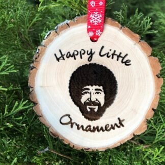 Bob Ross Wooden Slice Christmas Ornament, Happy Little Ornament, Accidents, Funny Ornament, Trees, Art Lover Christmas, Free Personalization