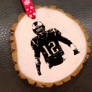 Tom Brady Wooden Christmas Ornament, Engraved Live Tree Branch Keepsake, Patriots, Buccaneers, Brady Inspired Gift, Free Personalization