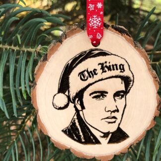 Elvis Wooden Christmas Ornament, The King of Rock 'n' Roll, Blue Christmas, Graceland, Free Personalization