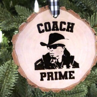 Coach Prime Wooden Christmas Ornament, Deion Sanders, Football, Prime Time, Neon Deion, Colorado Buffaloes, Laser Engraved, Personalization