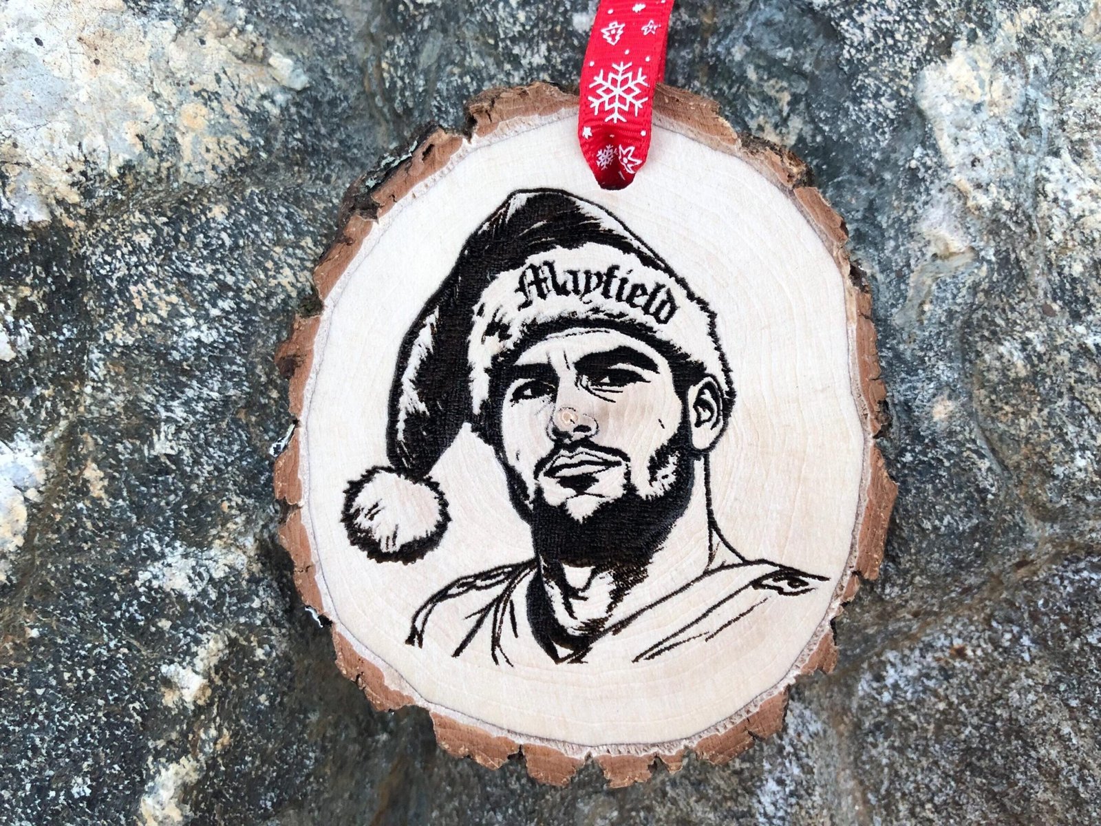 Baker Mayfield Wooden Christmas Ornament, Buccaneers, Oklahoma, Santa Hat, SVG, Keepsake, Cleveland, Tampa Bay, The Baker, Football