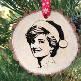Princess Diana Wooden Slice Christmas Ornament, Festive Tribute, Royal Family, Crown, British, England, UK, Princess of Wales