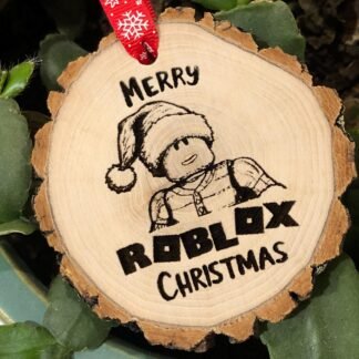 Merry Roblox Christmas Wooden Slice Ornament, Noob, Playstation, World of Warcraft, Xbox, Gamer Gift, Gaming Decor, Santa Hat, ProGamer